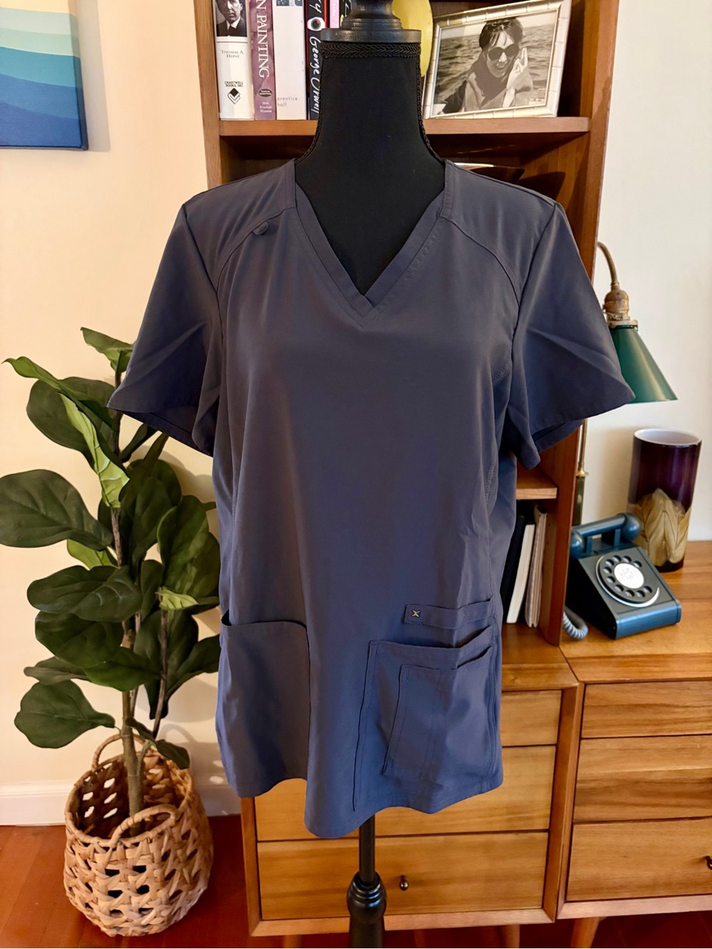 Cherokee iflex Pewter V-Neck Scrub Top